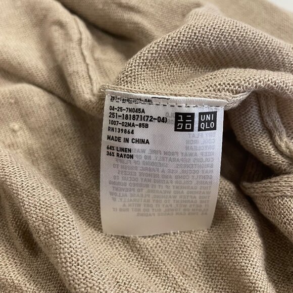 UNIQLO Womens Open Front Duster Cardigan Long Sleeve Tan Size Medium - Picture 9 of 9